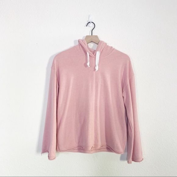 Madewell Pink Long Bell Sleeve Hoodie Drawstring Sweatshirt XS - Picture 2 of 11